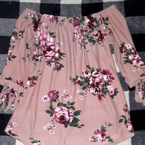 Beautiful floral off the shoulder mid sleeve